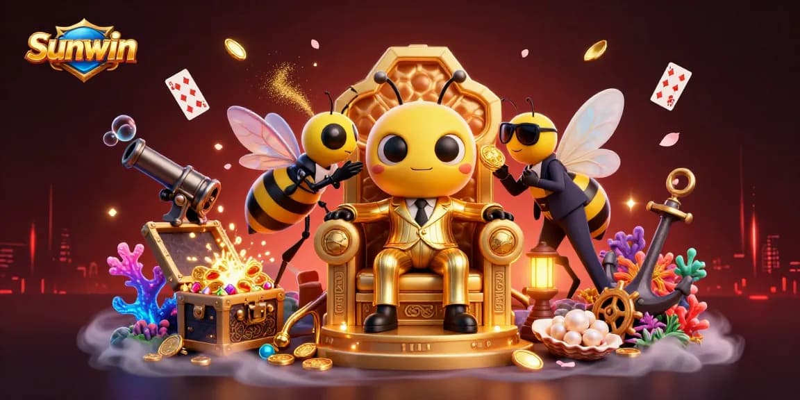 Sunwin players engage with an enchanting casino scene filled with treasure and vibrant colors, showcasing gameplay excitement.