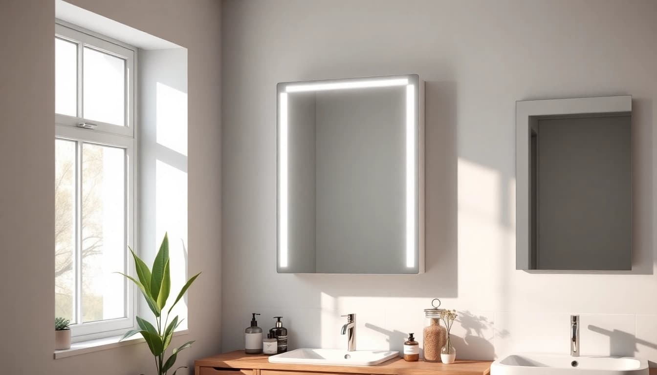 Ein badezimmer spiegelschränke beleuchtung zeigt modernes Design und integrierte Beleuchtung in einem stilvollen Badezimmer.