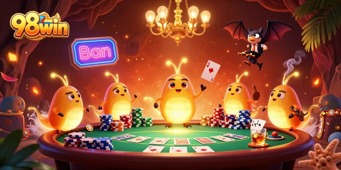 Experience the thrilling games at 98win casino with vibrant glimmering glowworms lighting up the scene.