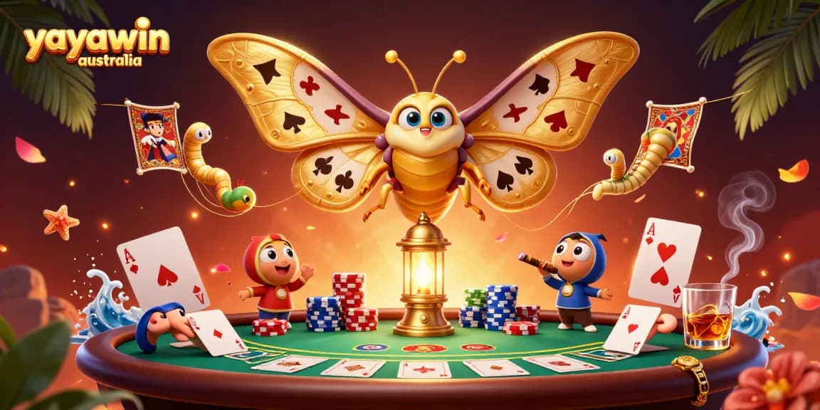 Spin to win with Yayawin Australia: a vibrant 3D casino illustration showcasing poker action.