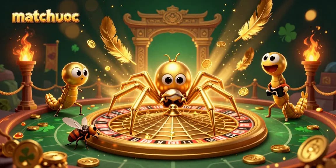 Experience the thrill of betting at matchuoc with a golden spider and centipede croupier.