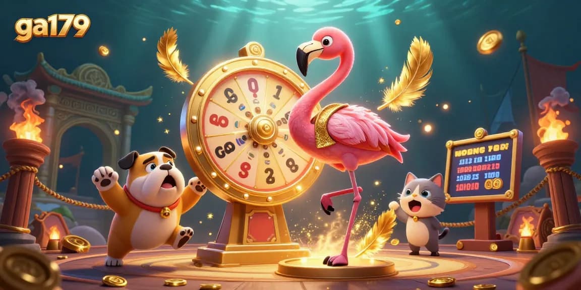 Spin the giant prize wheel with ga179 while winning gold coins in this vibrant casino scene.