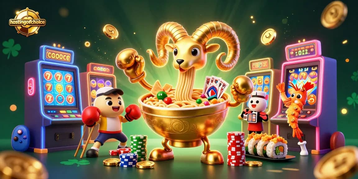 Join the excitement of hostingofchoice with vibrant casino-themed visuals and dynamic characters!
