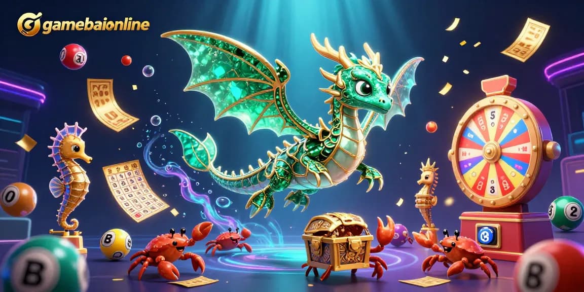 Join the excitement at gamebaiionline with vibrant scenes of gameplay, colorful lottery elements, and thrilling wins.