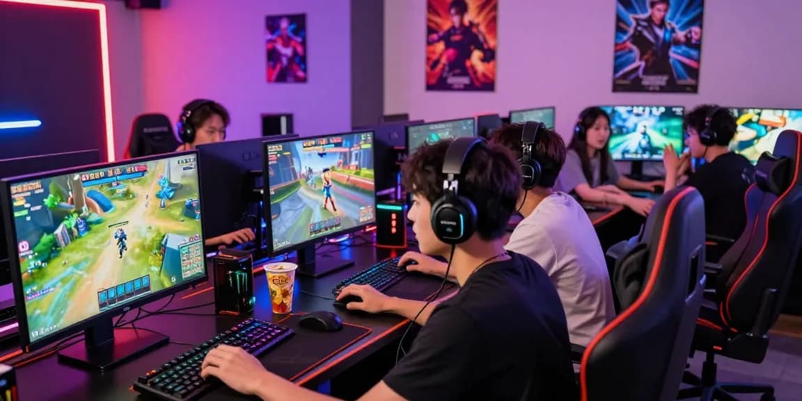 Enthusiastic gamers engaging on mantra88 platform with vibrant setup