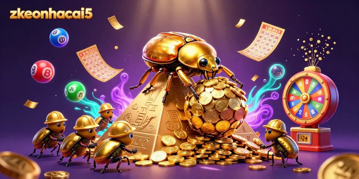 Experience the vibrant excitement of zkeonhacai5 with golden coins and dynamic lottery elements in action.