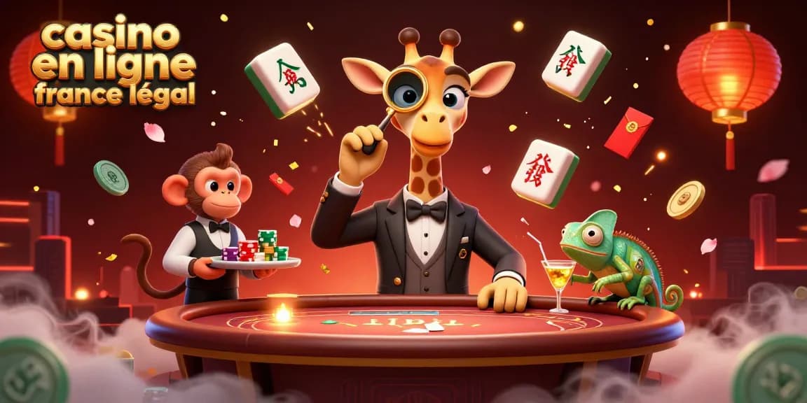 Célébrez le casino en ligne légal en France avec des personnages dynamiques dans un cadre ludique et festif.