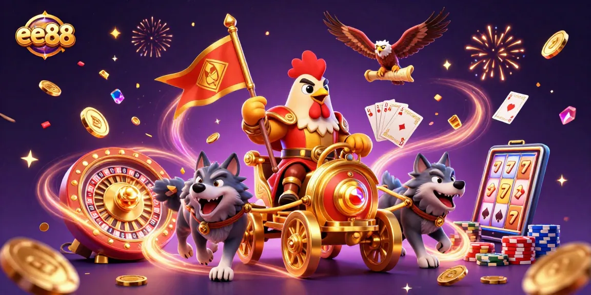 Experience exciting gameplay at ee88 with our 3D cartoon rooster and casino elements!