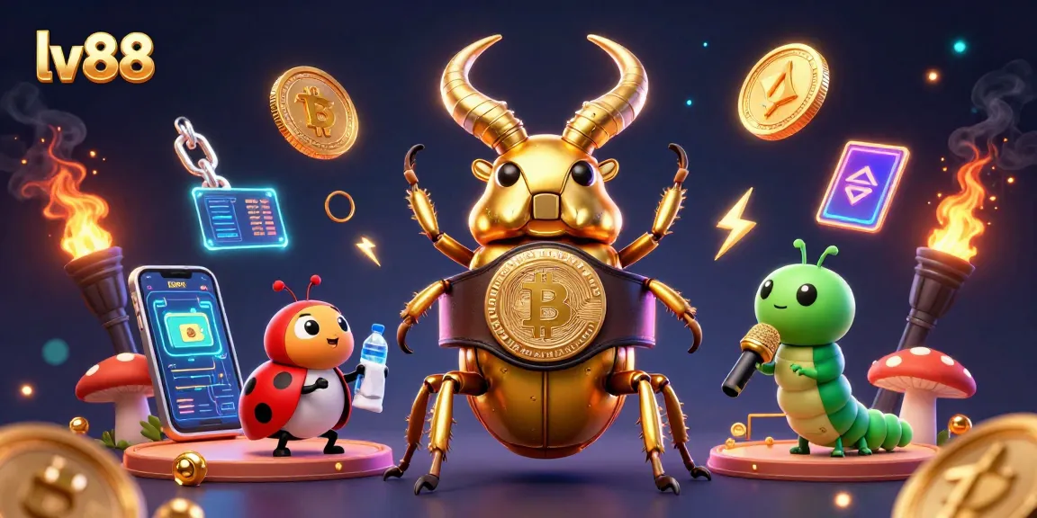 Experience thrilling bets with lv88 in a colorful 3D casino scene featuring vibrant characters and digital currencies.