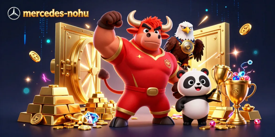 Join the excitement with mercedes-nohu as the bull mascot celebrates a jackpot win with friends!
