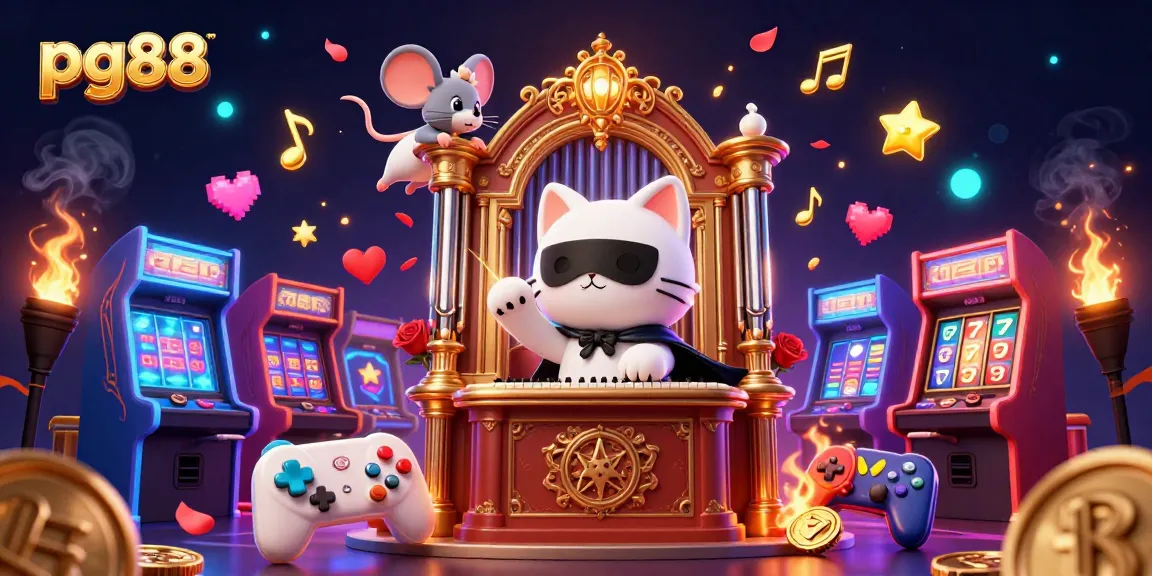 Play exciting games at pg88 with a vibrant casino scene featuring lively characters.