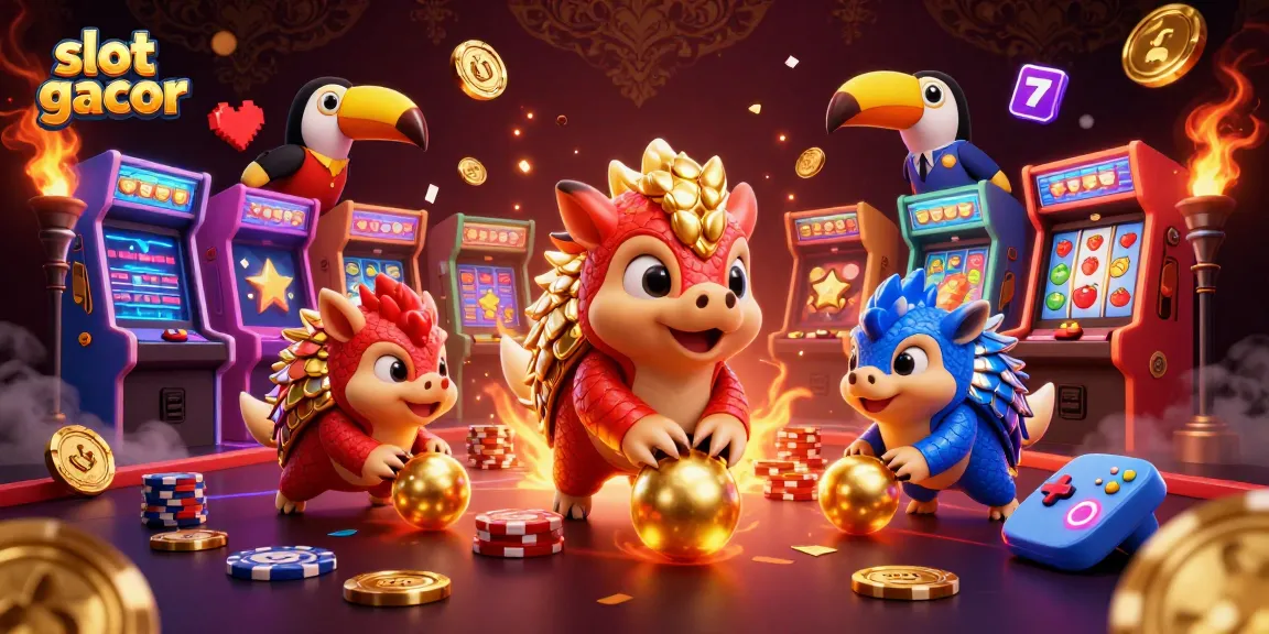 Experience thrilling gameplay with colorful slot gacor elements and animated pangolins in action.