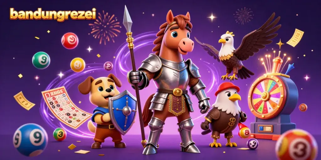 Win big at bandungrezeki with an interactive lottery scene featuring vibrant elements and exciting characters.