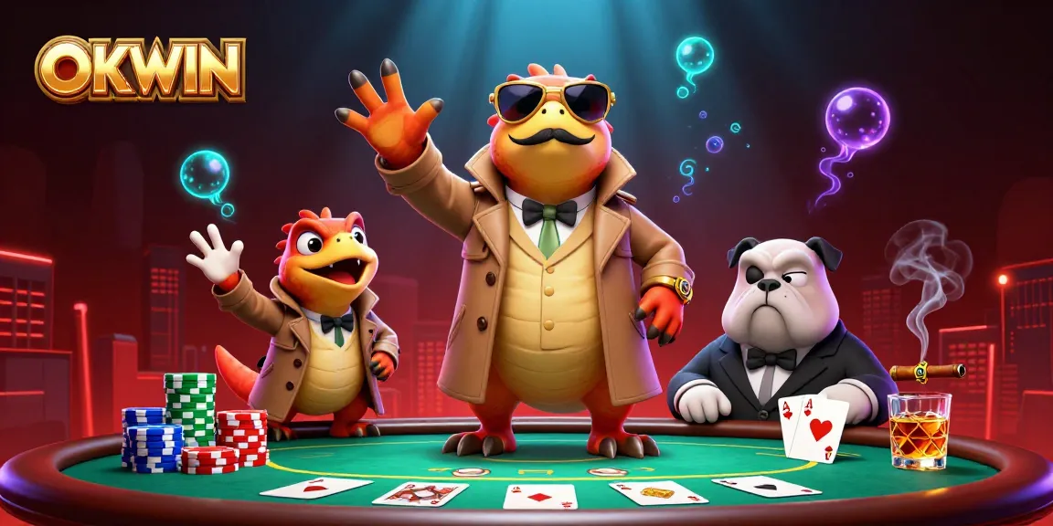 Experience the excitement at OKWIN casino with three raptors in disguise, dynamic casino elements, and vibrant atmosphere.