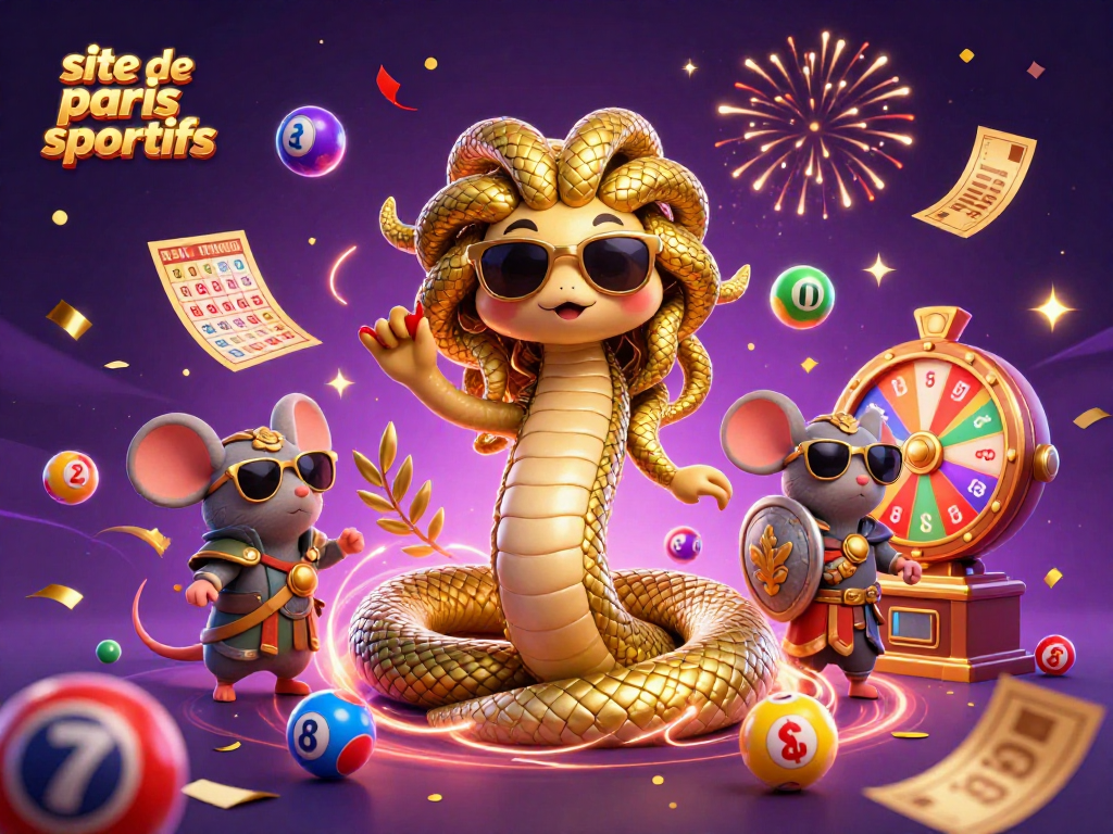 Découvrez le site de paris sportifs avec une illustration animée de Méduse et un guerrier souris.