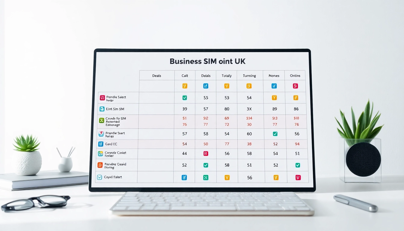 Compare business SIM only deals UK chart highlighting various offers with clear data representation.