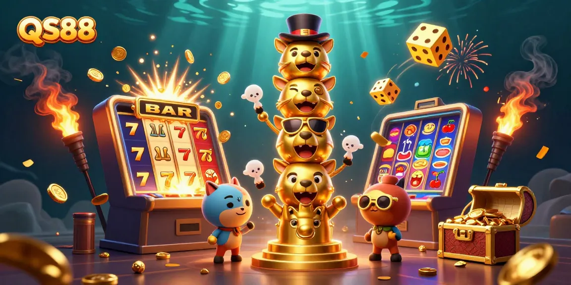 Experience the excitement of QS88 with vibrant slots, lively animations, and a golden totem.