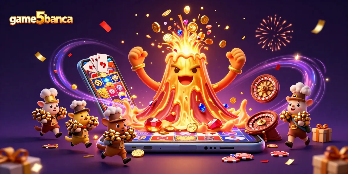 Claim your winnings with game5banca's captivating casino scene full of treasures and dynamic action.