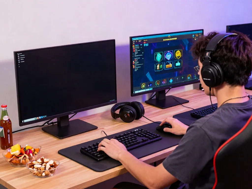 Engaging gaming setup featuring Slot MAHJONGJP88 on screen with vibrant visuals and accessories.