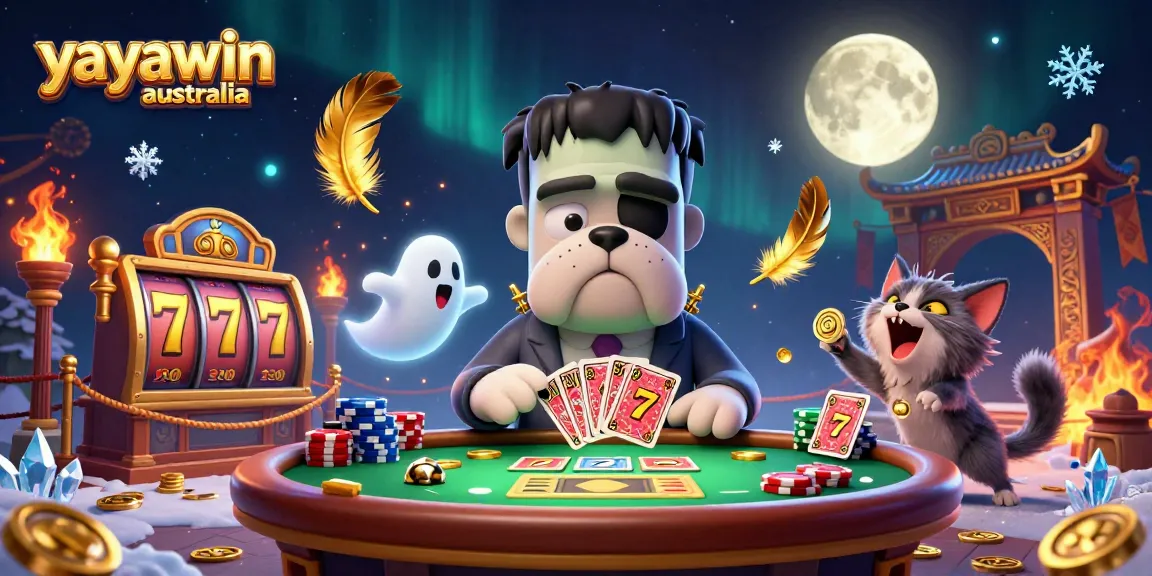 Experience thrilling winnings at Yayawin Australia with a vibrant 3D casino scene featuring unique characters.