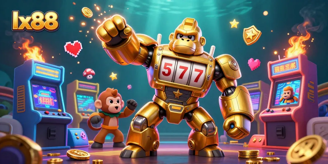 Engage in thrilling gameplay at lx88 with vibrant arcade machines and a dynamic transformable character.