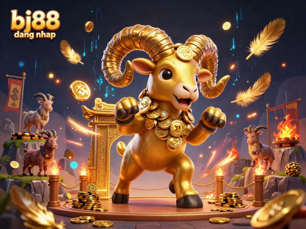 Experience thrilling gameplay at bj88 dang nhap with a golden ram, coins, and energetic casino elements.