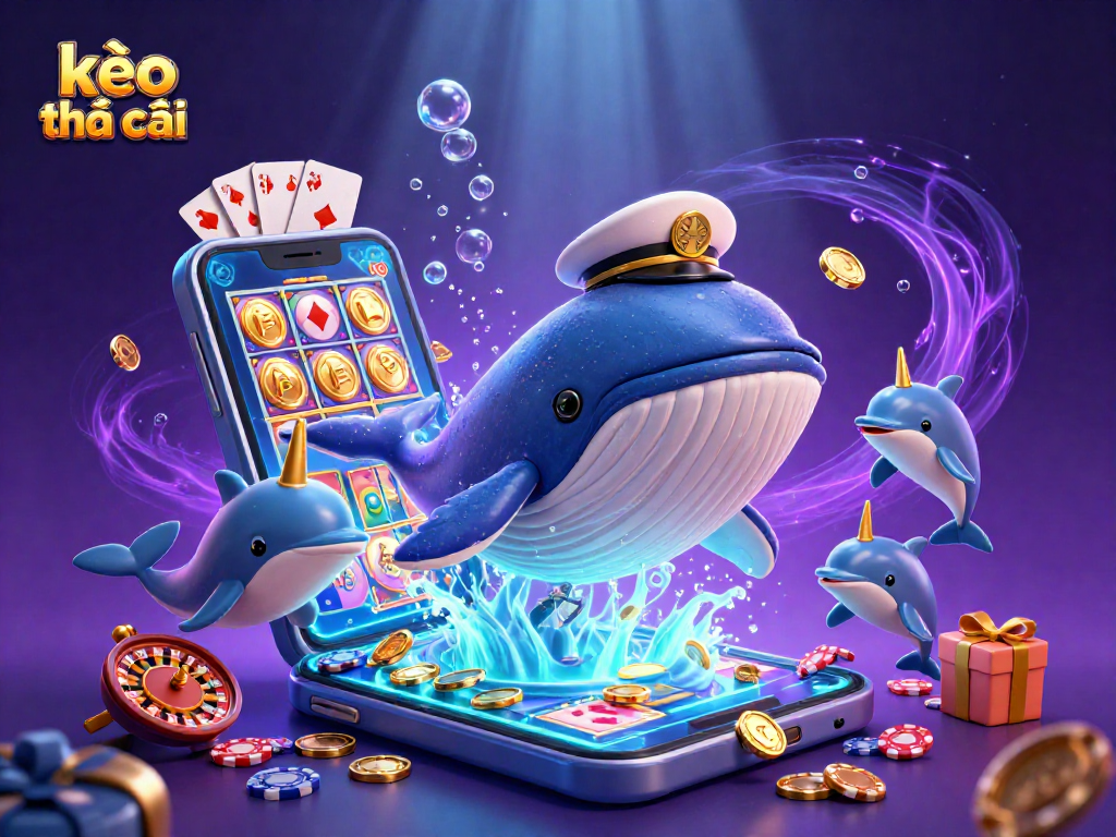 Engage with kèo nhà cái as a 3D whale and friends celebrate winning in sparkling casino themed scene.