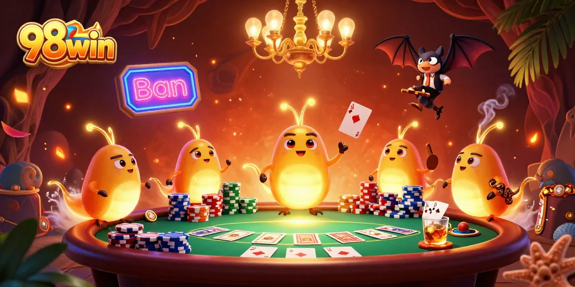 Experience the thrilling games at 98win casino with vibrant glimmering glowworms lighting up the scene.
