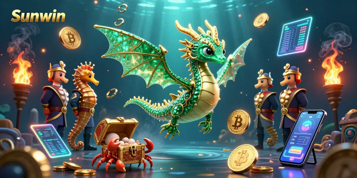Experience vibrant wins with Sunwin's exciting underwater treasure hunt in a dazzling 3D casino scene.