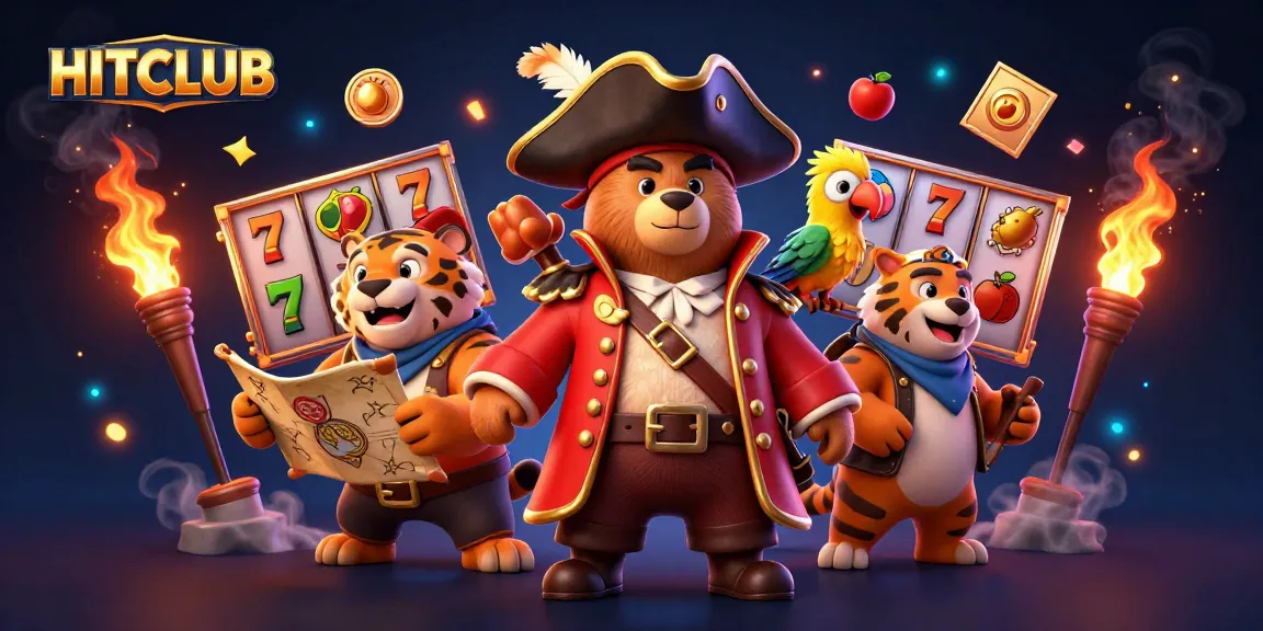 Experience the thrilling HITCLUB slot adventure with dynamic reels and jackpot excitement in this vibrant illustration.