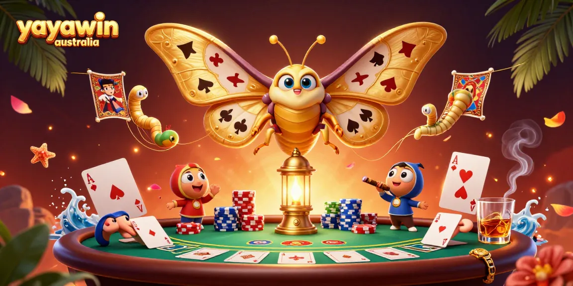 Spin to win with Yayawin Australia: a vibrant 3D casino illustration showcasing poker action.