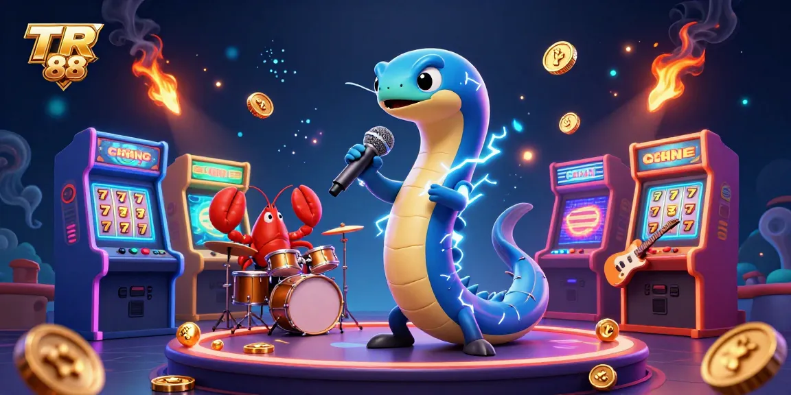 Experience vibrant gameplay at TR 88 with dynamic illustrations of casino elements and characters.