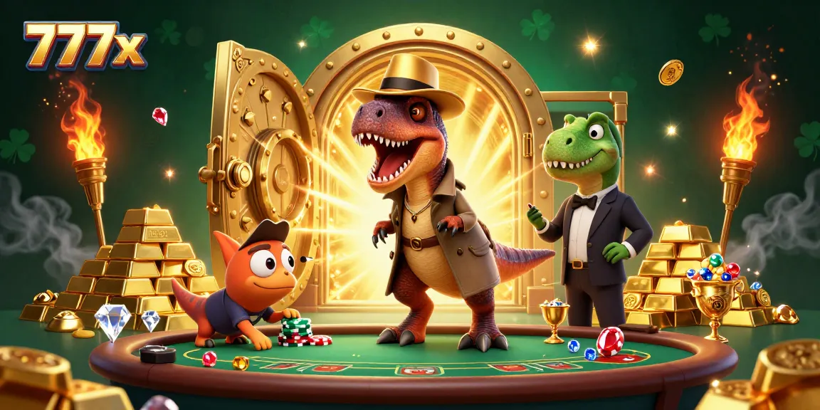 Experience thrilling gameplay at 777x, featuring animated characters and dynamic casino elements.