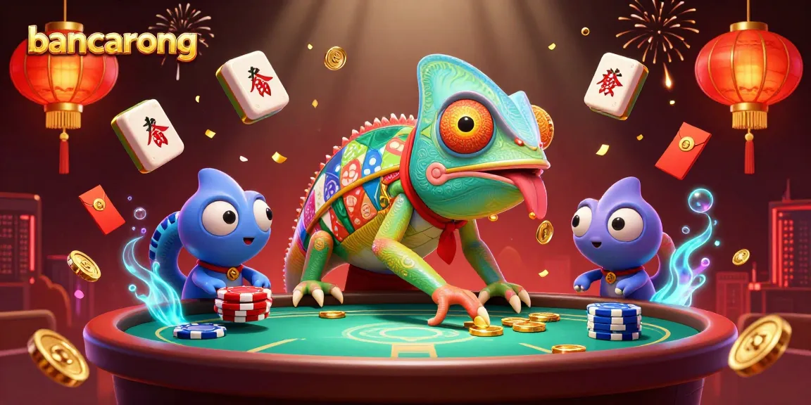 Engage with the vibrant world of bancarong, featuring a colorful chameleon owner amidst dynamic casino elements.
