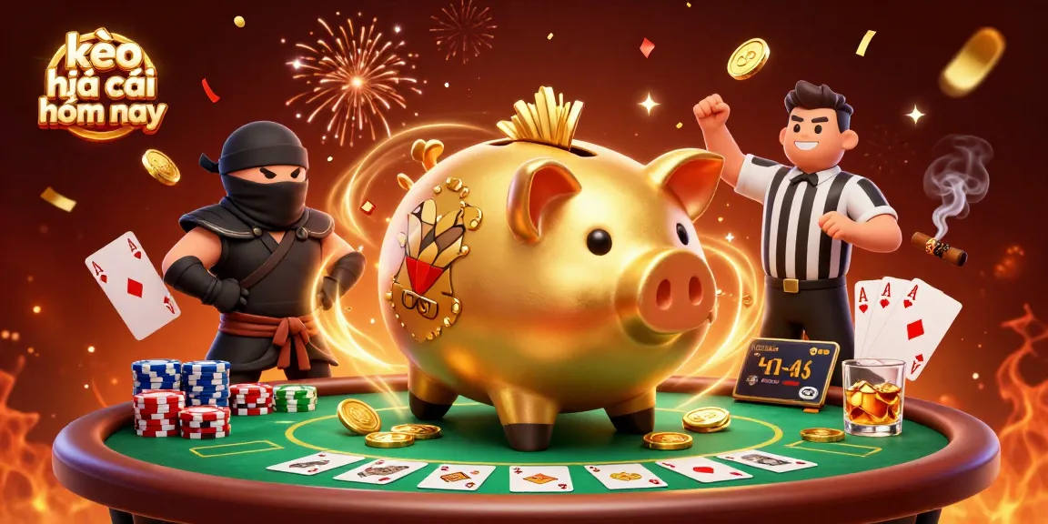 Experience thrilling kèo nhà cái hôm nay with an ultimate casino showdown featuring a golden piggy bank sumo wrestler!