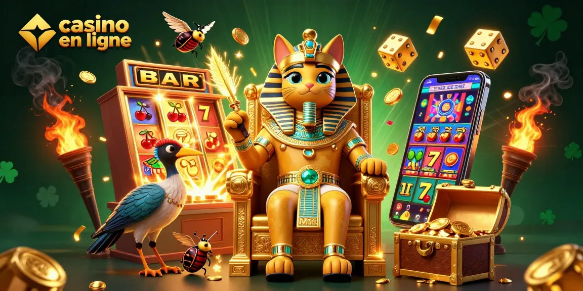 Découvrez l'excitation du casino en ligne avec notre pharaon énigmatique entouré de jackpots.