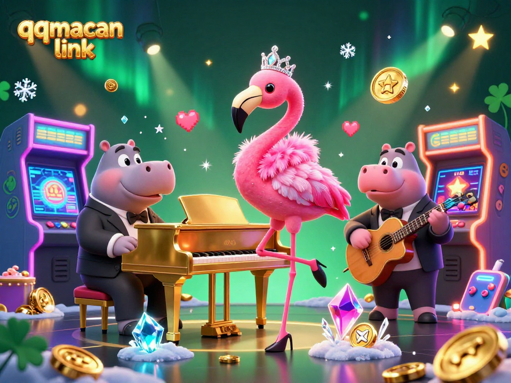 Immerse in the thrilling qqmacan link casino scene featuring vibrant characters and gaming elements.