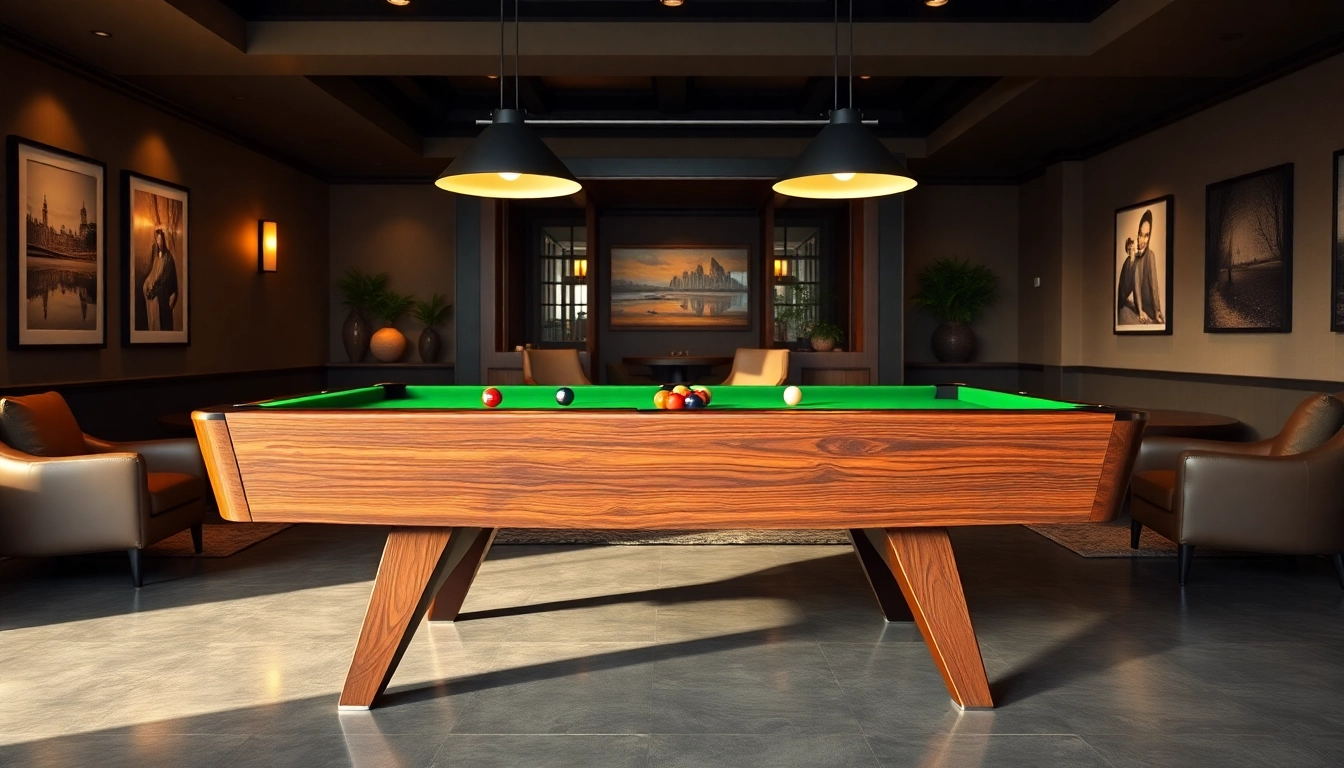 Buy Pool Tables showcased in a modern game room with elegant lighting and stylish decor.