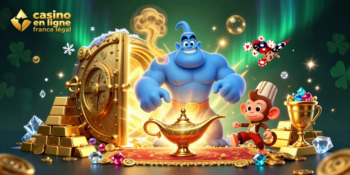 Plongez dans l'univers du casino en ligne france légal avec cette illustration spectaculaire de jeux et trésors.