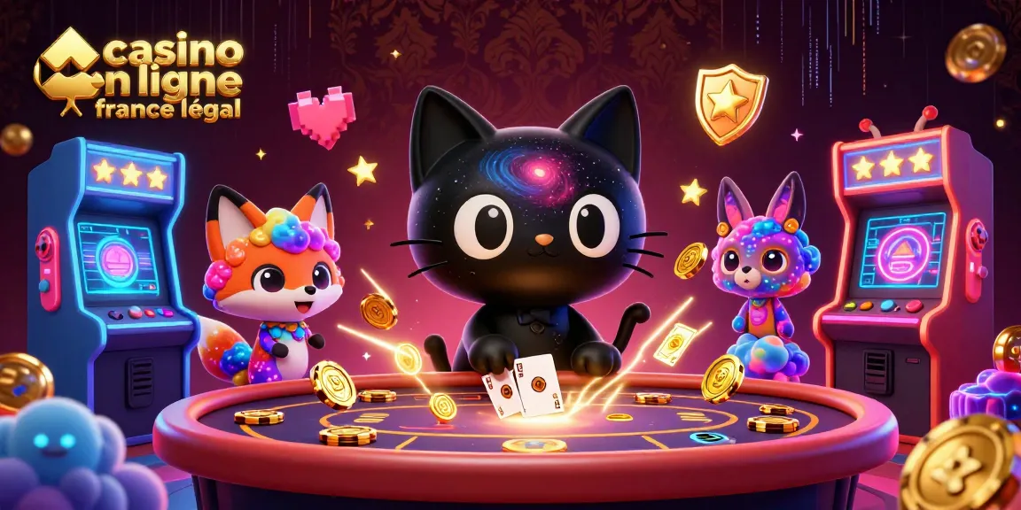 Les jeux de couleurs dans un casino virtuel avec un chat noir trou noir et un renard nébuleux, casino en ligne France légal.