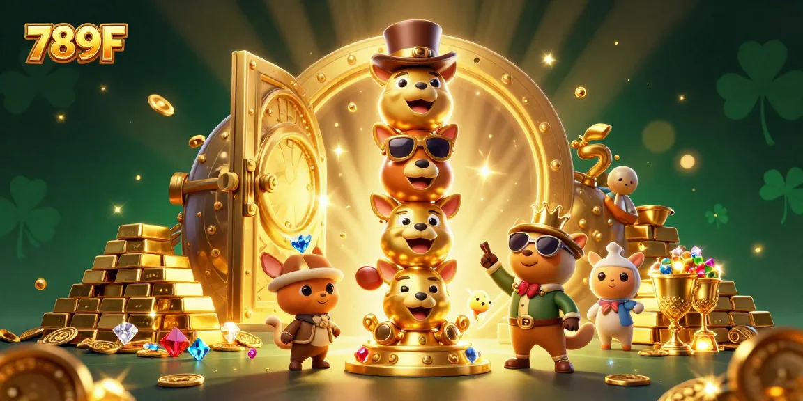 Experience thrilling gameplay with 789F’s dynamic casino scene featuring gold treasures and vibrant characters.
