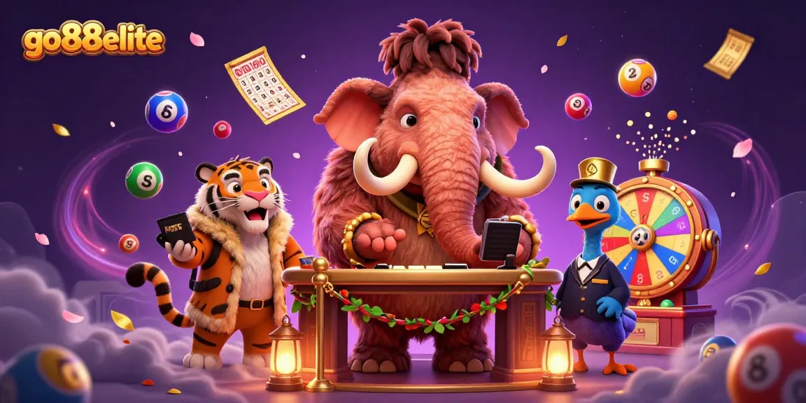 Experience vibrant casino excitement with go88elite’s colorful lottery scene featuring dynamic bouncing balls and lively characters.