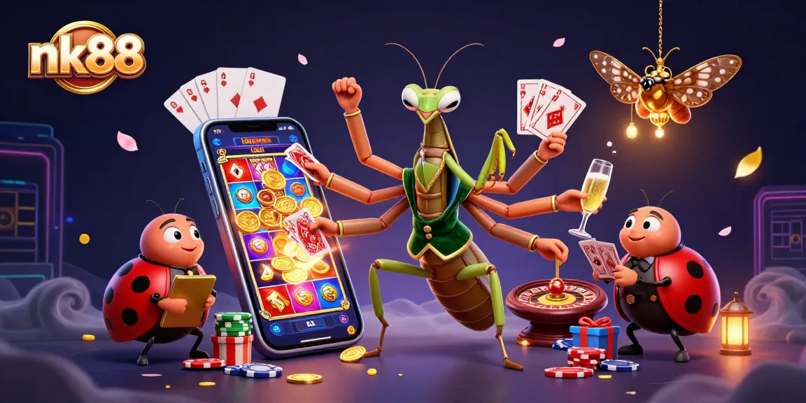 Engage in thrilling gameplay with nk88's vibrant casino scene featuring charismatic characters.