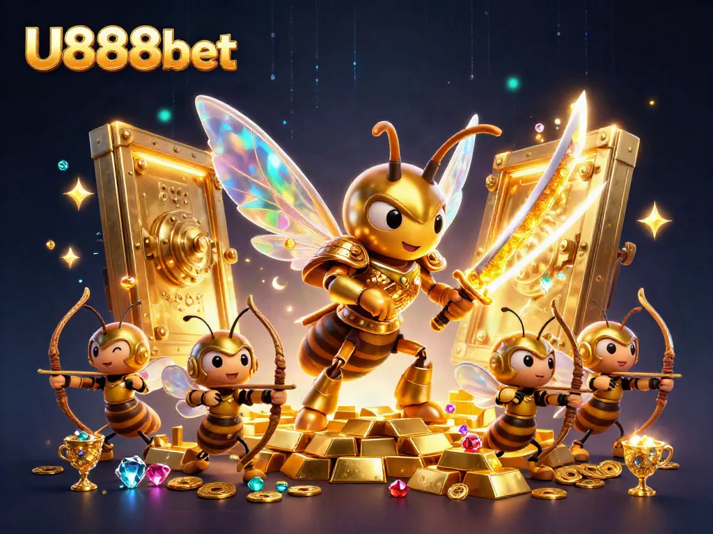 U888bet showcases an exciting gaming atmosphere with thrilling casino elements and a vivid illustration.