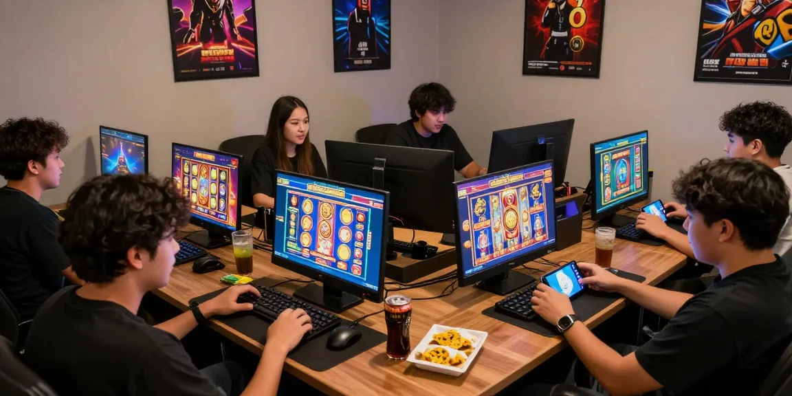 Excited players enjoying situs 888 games in a vibrant gaming environment.