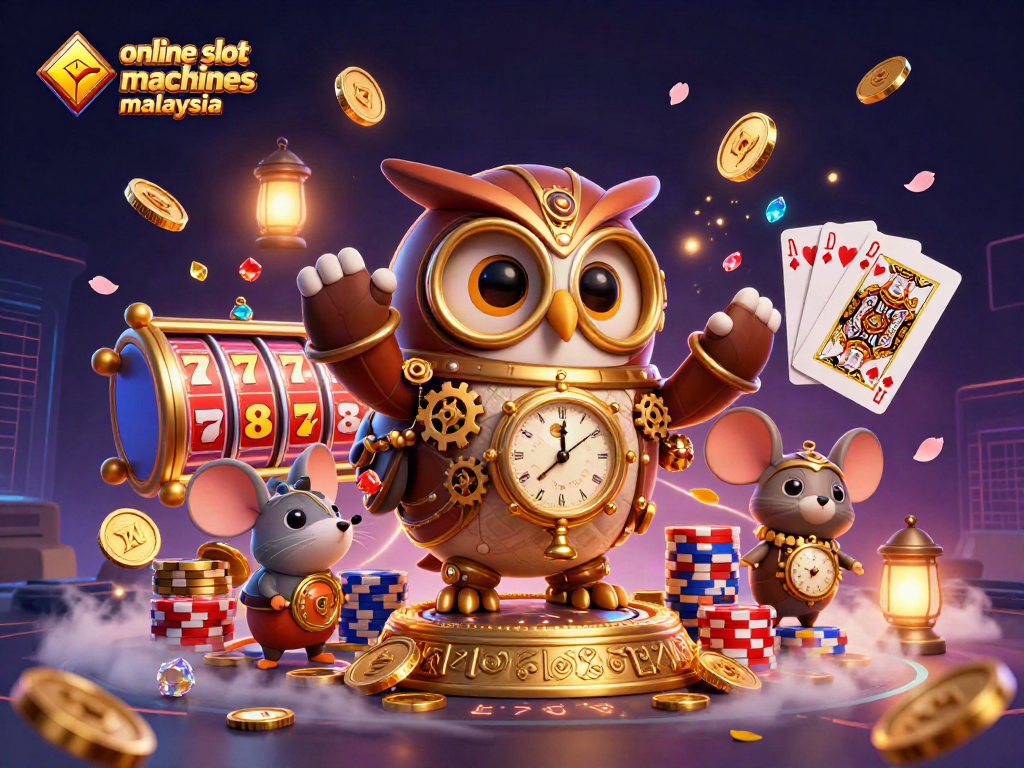 Experience thrilling online slot machines in Malaysia with vivid 3D characters and casino elements.