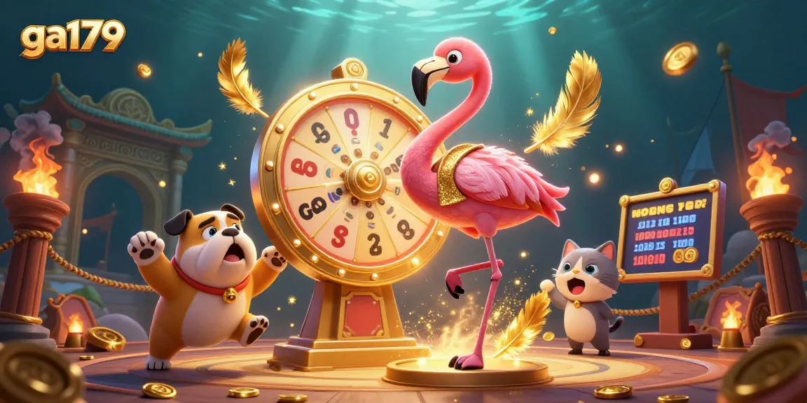 Spin the giant prize wheel with ga179 while winning gold coins in this vibrant casino scene.