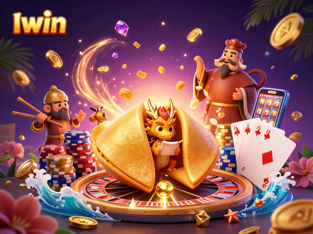 Iwin reveals treasures in an engaging casino scene with dragons and riches