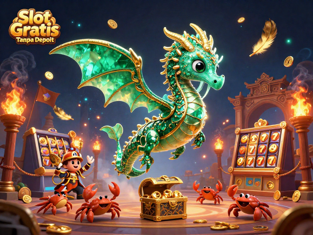 Play Slot Gratis Tanpa Deposit and win exciting rewards with vibrant casino-themed illustration