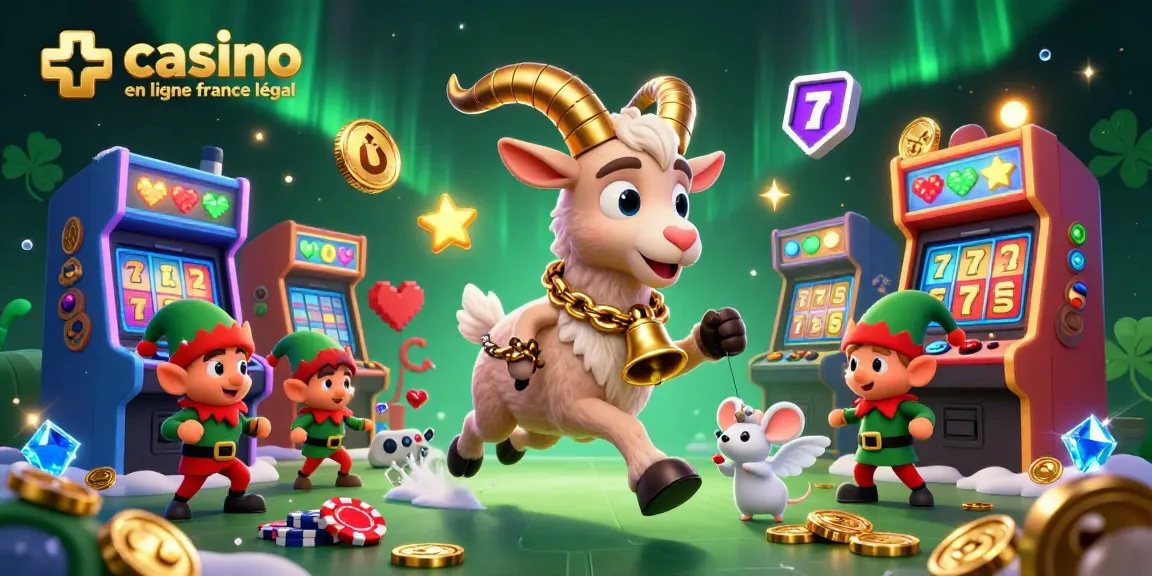 Casino en ligne légal en France : le Krampus goat anime un casino festif avec des gremlins malicieux.